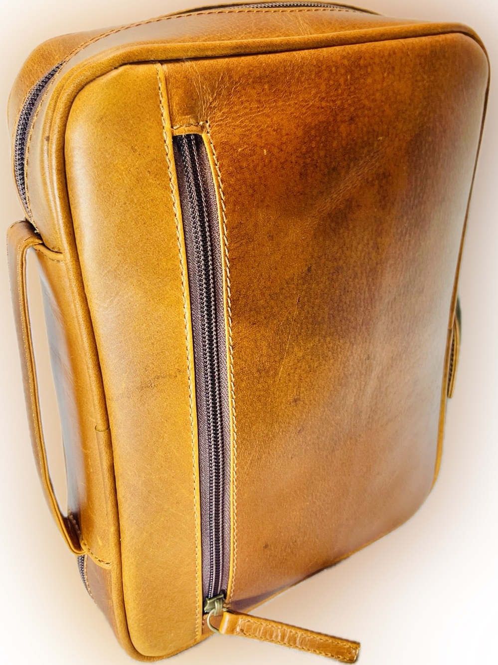 NWT Elizo Premium Full Grain Leather Bible Case Organizer Cognac Brown Floral